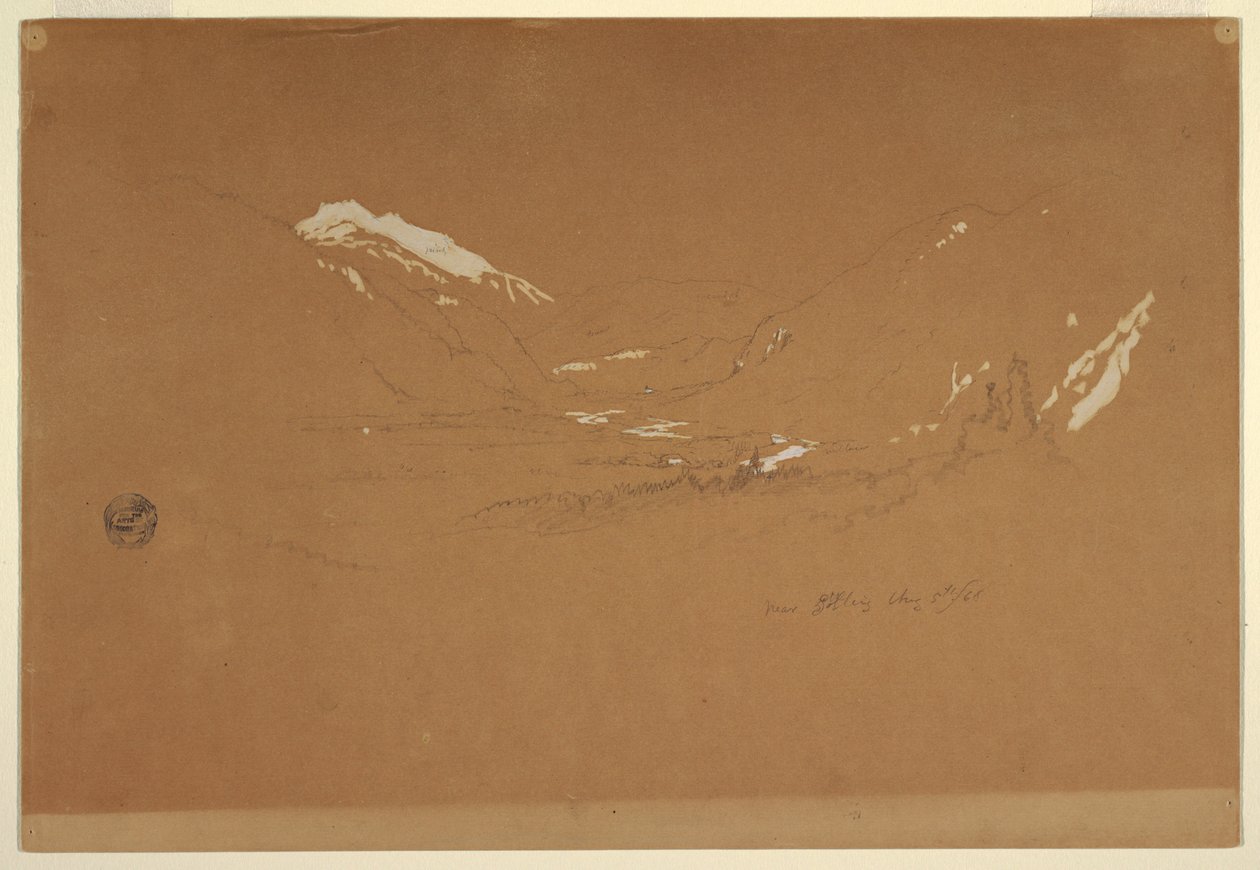 Dessin, vallée " près de Golling ", Autriche, 5 août 1868 - Frederic Edwin Church