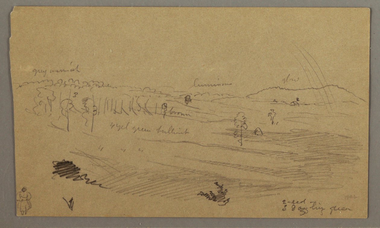 Dessin, Vallée, arc-en-ciel, peut-être 1865-66 - Frederic Edwin Church