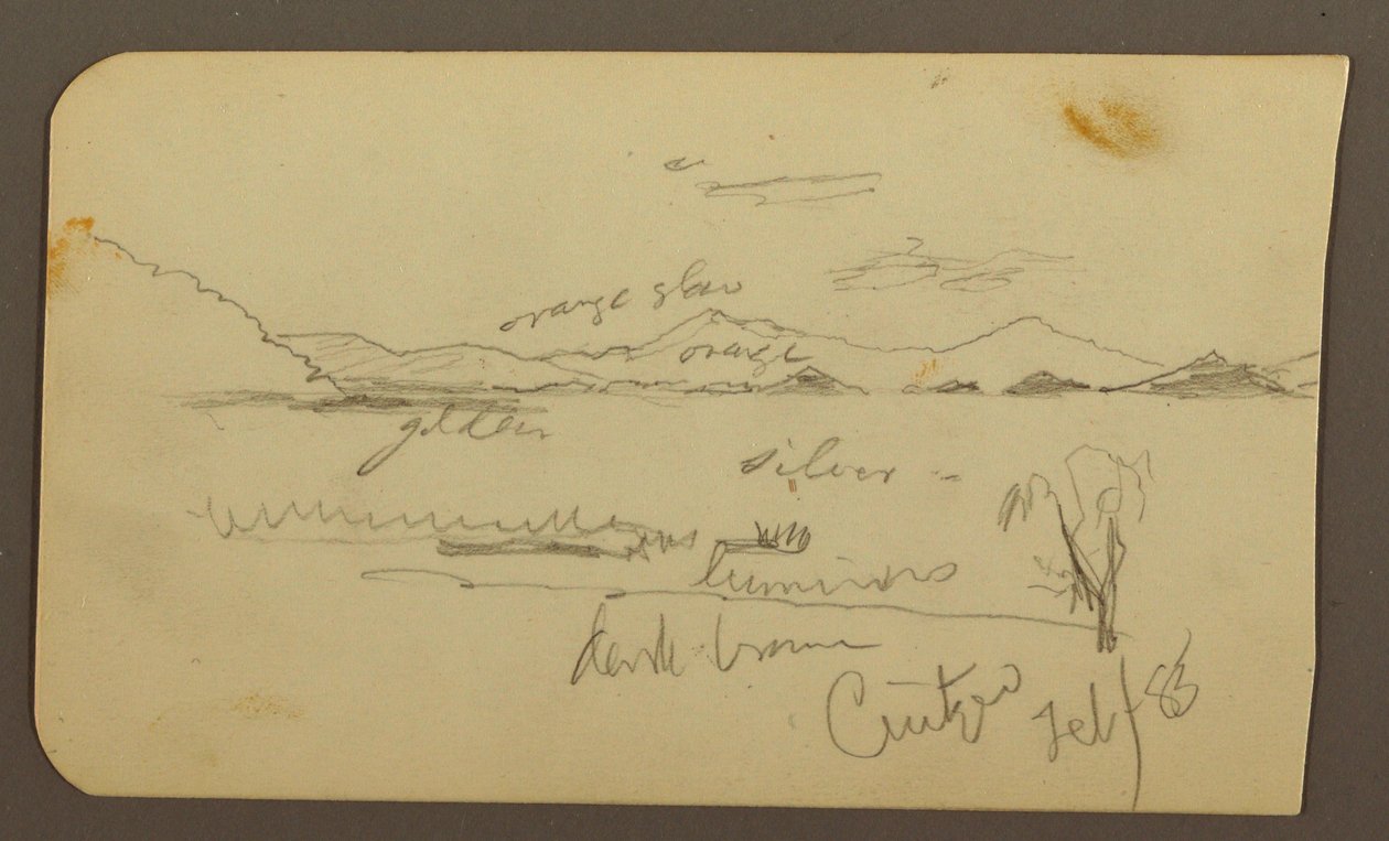 Dessin, vue près du lac, Cuitzeo ; verso : vue près du lac, Cuitzeo, février 1885 - Frederic Edwin Church