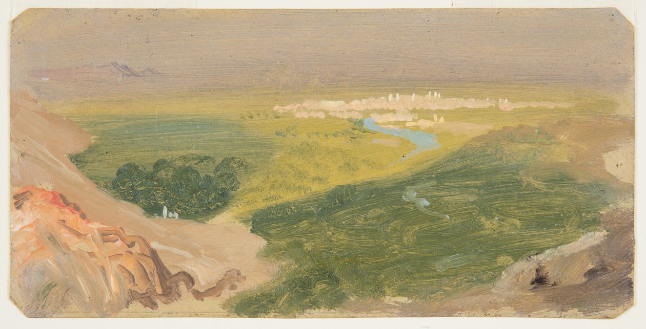 Dessin, Vue vers Damas, Syrie, 24 avril-16 mai 1868 - Frederic Edwin Church