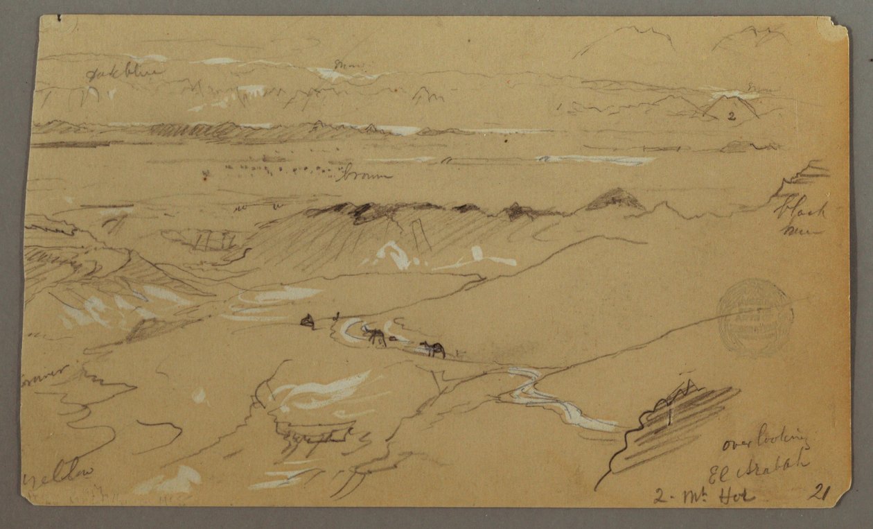 Dessin, vue sur Wady el-Arabah, 20 février 1868 - Frederic Edwin Church