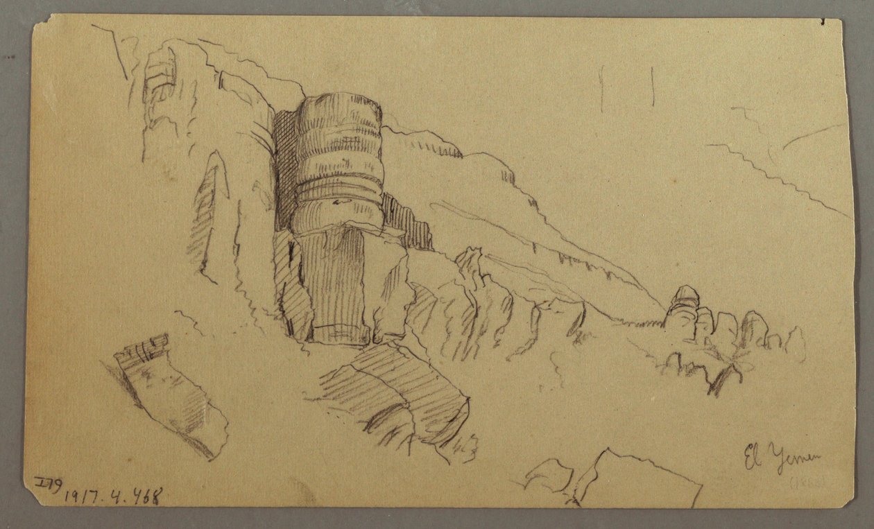 Dessin, vue sur Wady el-Arabah, 20 février 1868 - Frederic Edwin Church