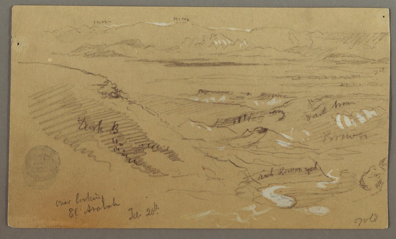 Dessin, Vue de Wady el-Arabah, 20 février, peut-être 1868 - Frederic Edwin Church