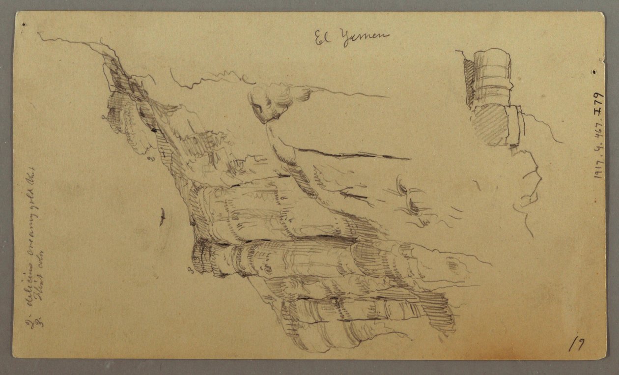 Dessin, vue sur Wady el-Arabah, 20 février, peut-être 1868 - Frederic Edwin Church