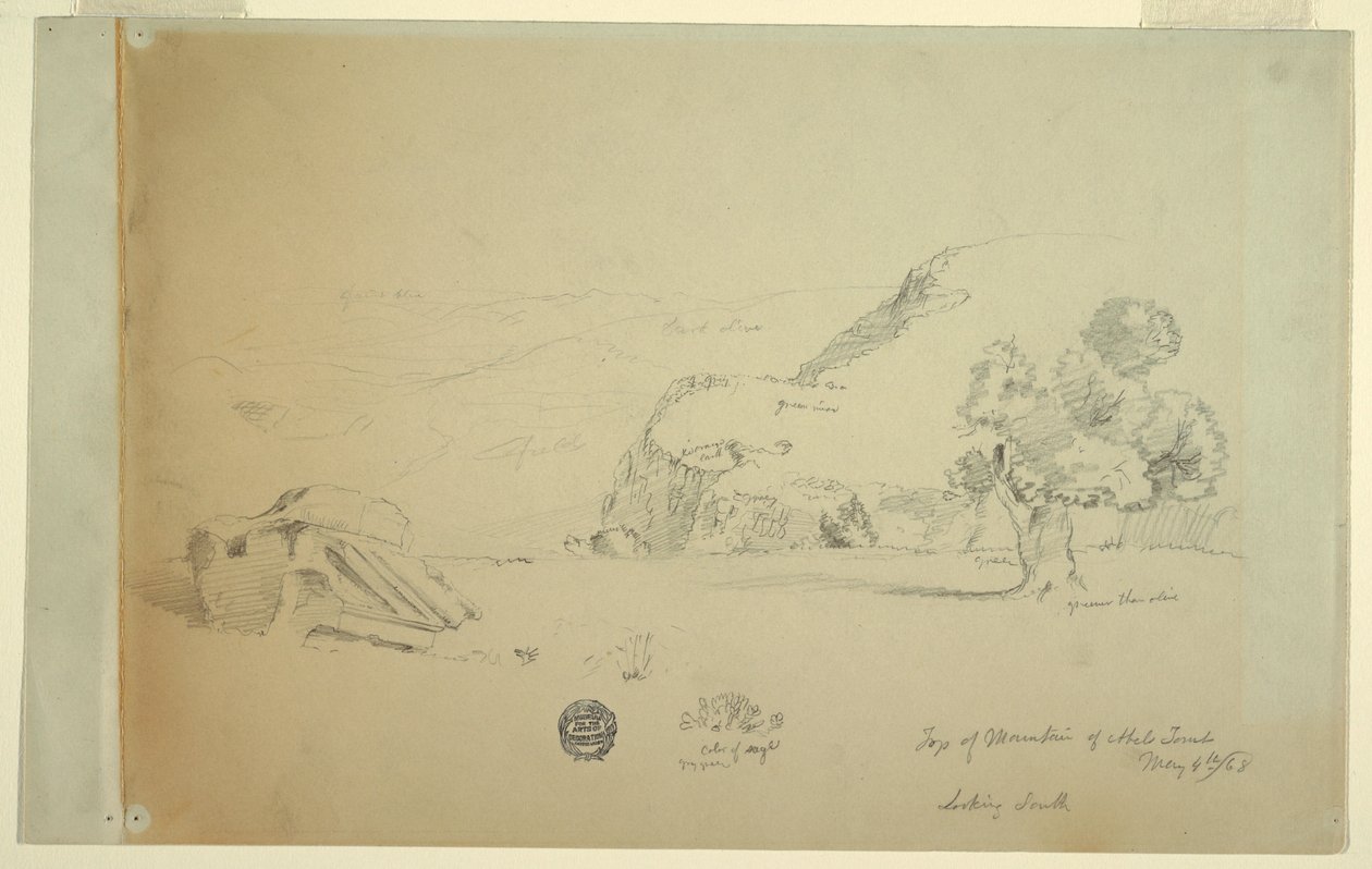 Dessin, vue de la colline à l