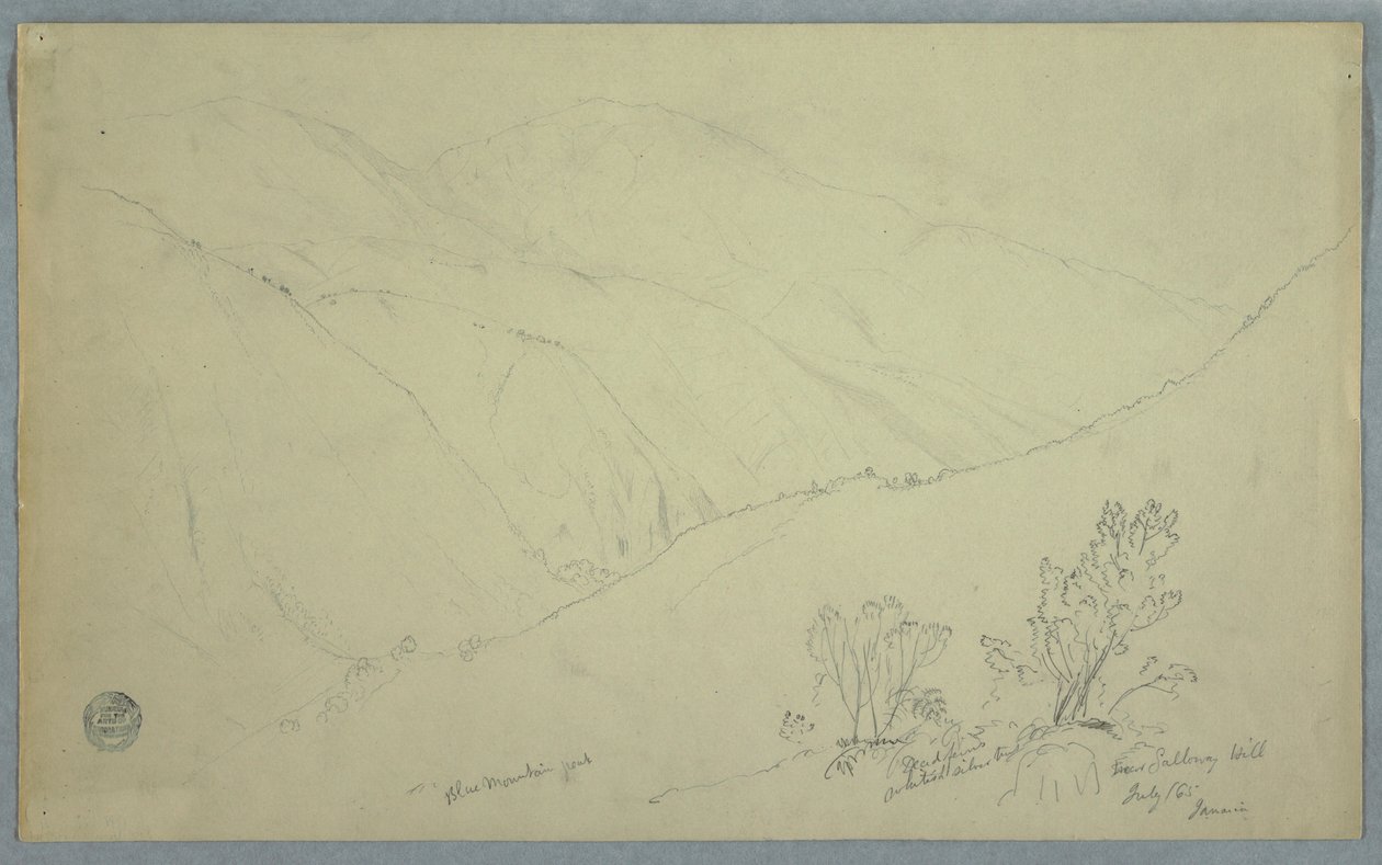 Dessin, vue du pic de Blue Mountain, vu de près de Salloway Hill, Jamaïque, juillet 1865 - Frederic Edwin Church
