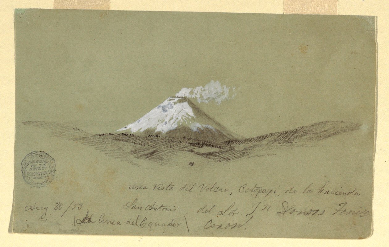 Dessin, vue du Cotapaxi depuis l