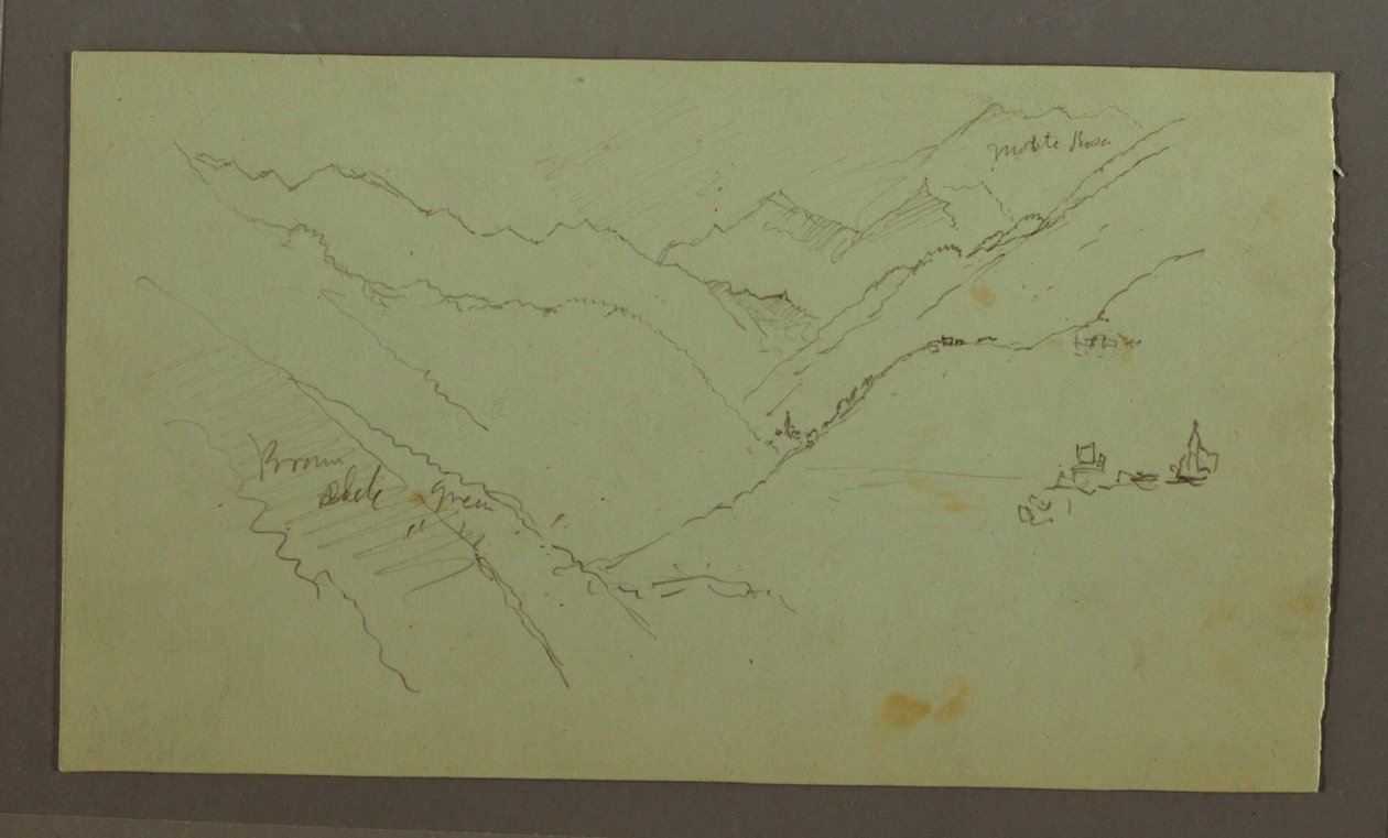 Dessin, village et vallée montagneuse escarpée (Alpes), 1868-69 - Frederic Edwin Church