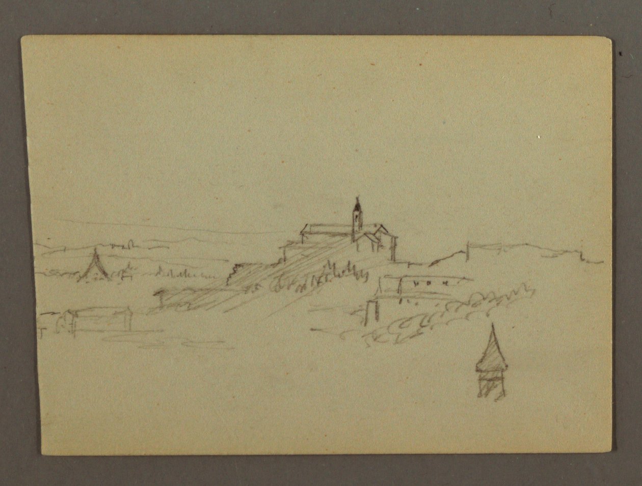 Dessin, Village sur la colline, peut-être 1868-69 - Frederic Edwin Church
