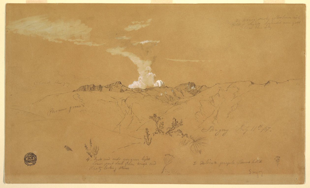 Dessin, volcan, Sangay, 11 juillet 1857 - Frederic Edwin Church