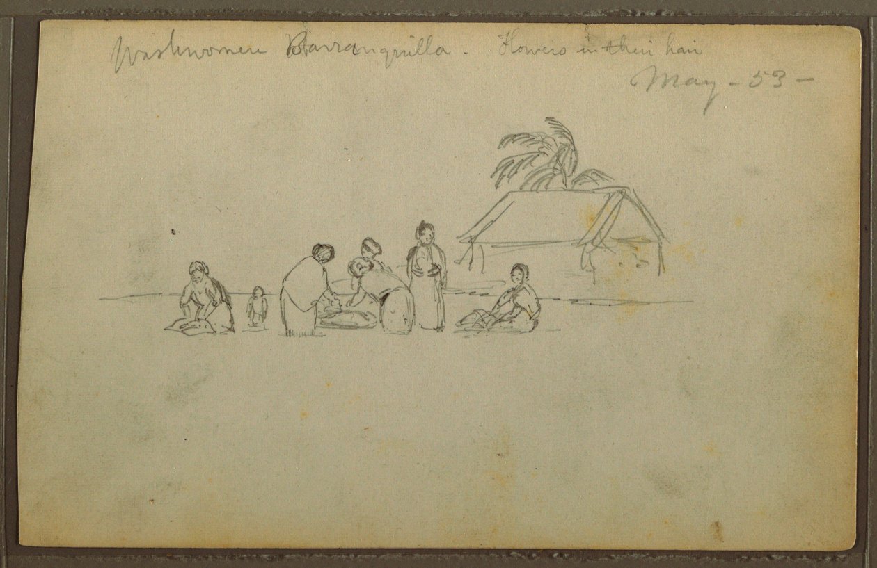 Dessin, lavandière à Barranquilla, Colombie, mai 1853 - Frederic Edwin Church
