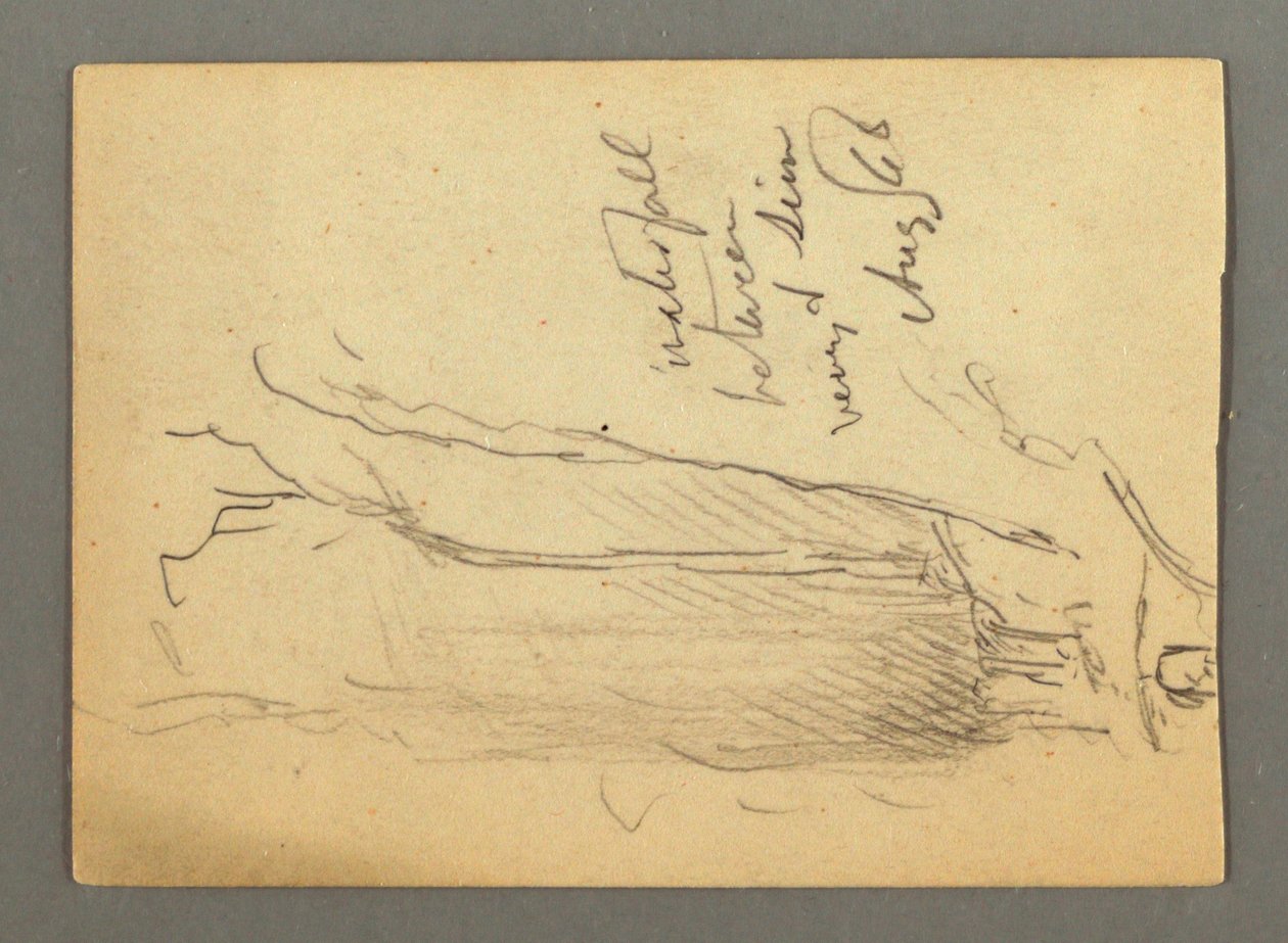 Dessin, cascade entre Veney et Sion, vallée du Rhône, Suisse, août 1868 - Frederic Edwin Church