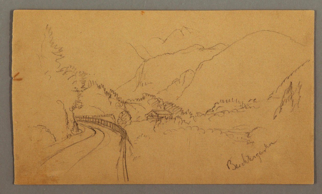 Dessin, Route sinueuse à travers la vallée, maison, peut-être 1868 - Frederic Edwin Church
