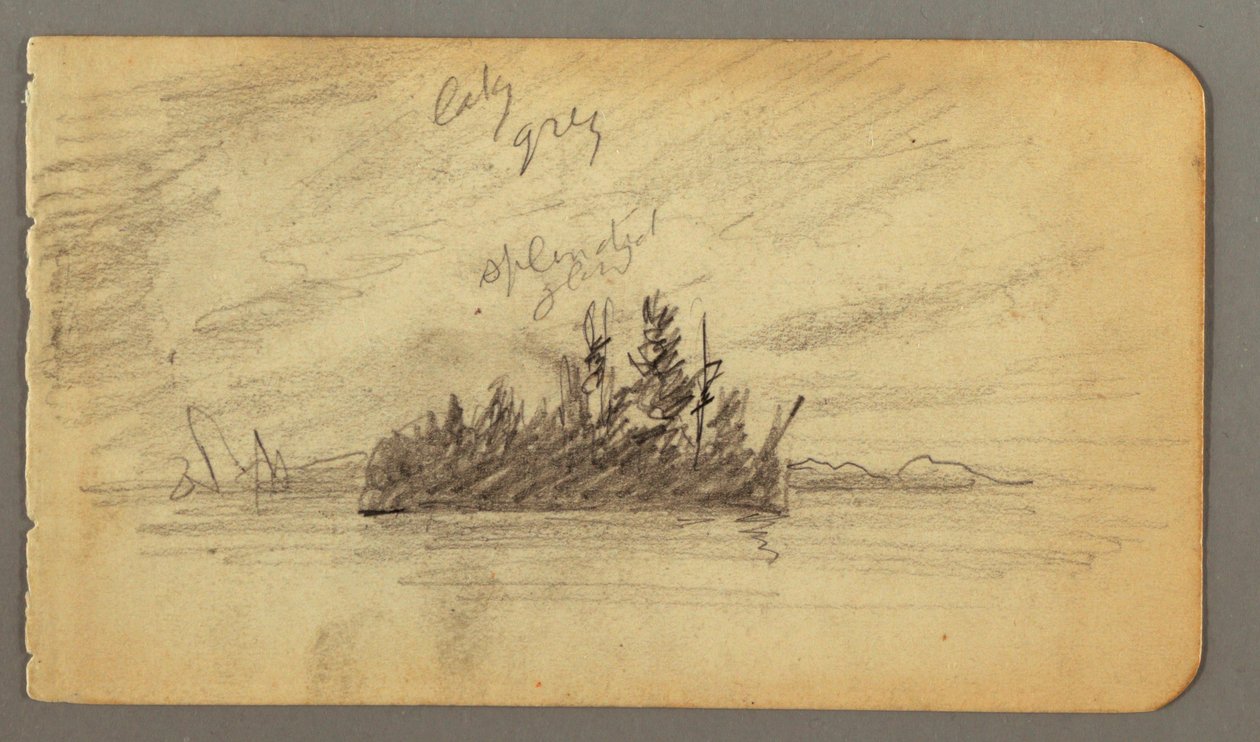 Dessin, île boisée, peut-être 1878 - Frederic Edwin Church