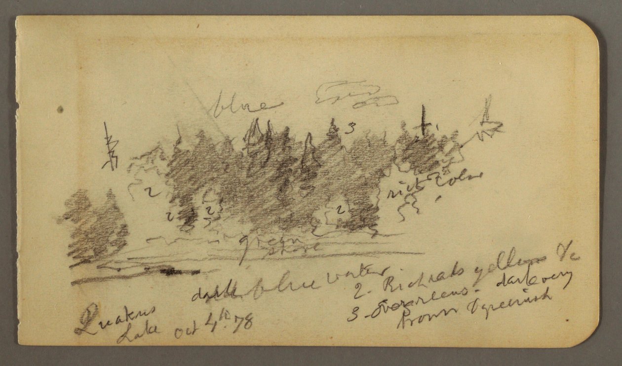 Dessin, rivage boisé, 1878 - Frederic Edwin Church