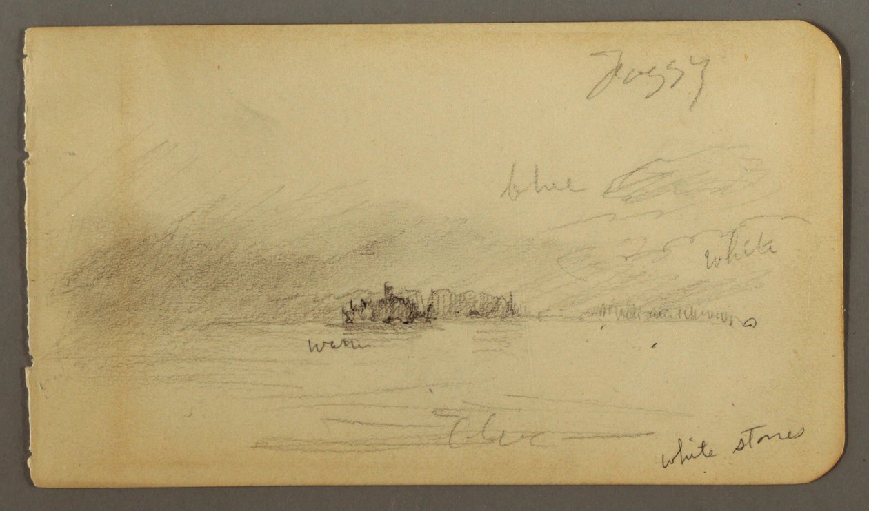 Dessin, rivage boisé dans le brouillard, peut-être 1878 - Frederic Edwin Church