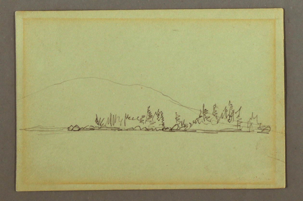 Dessin, rivage boisé, montagne, peut-être 1856 - Frederic Edwin Church