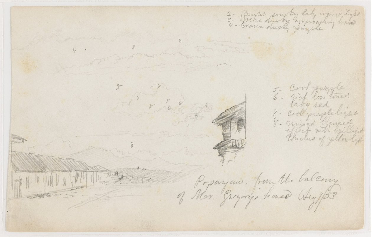 Popayan, Colombie ; Verso : Paysage de montagne, Colombie - Frederic Edwin Church