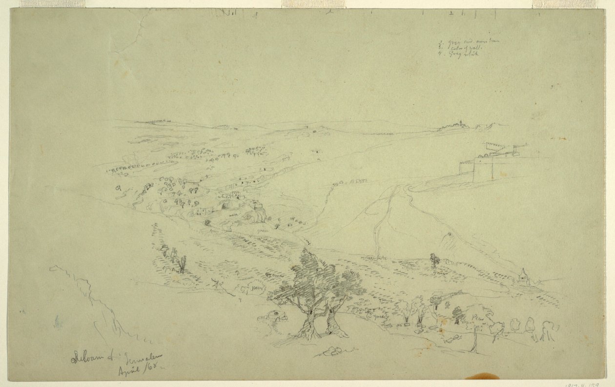 Siloé et Jérusalem, coin sud-est des murs vus du Mont des Oliviers [Jérusalem et Silwan, Jérusalem-Est, Israël] - Frederic Edwin Church