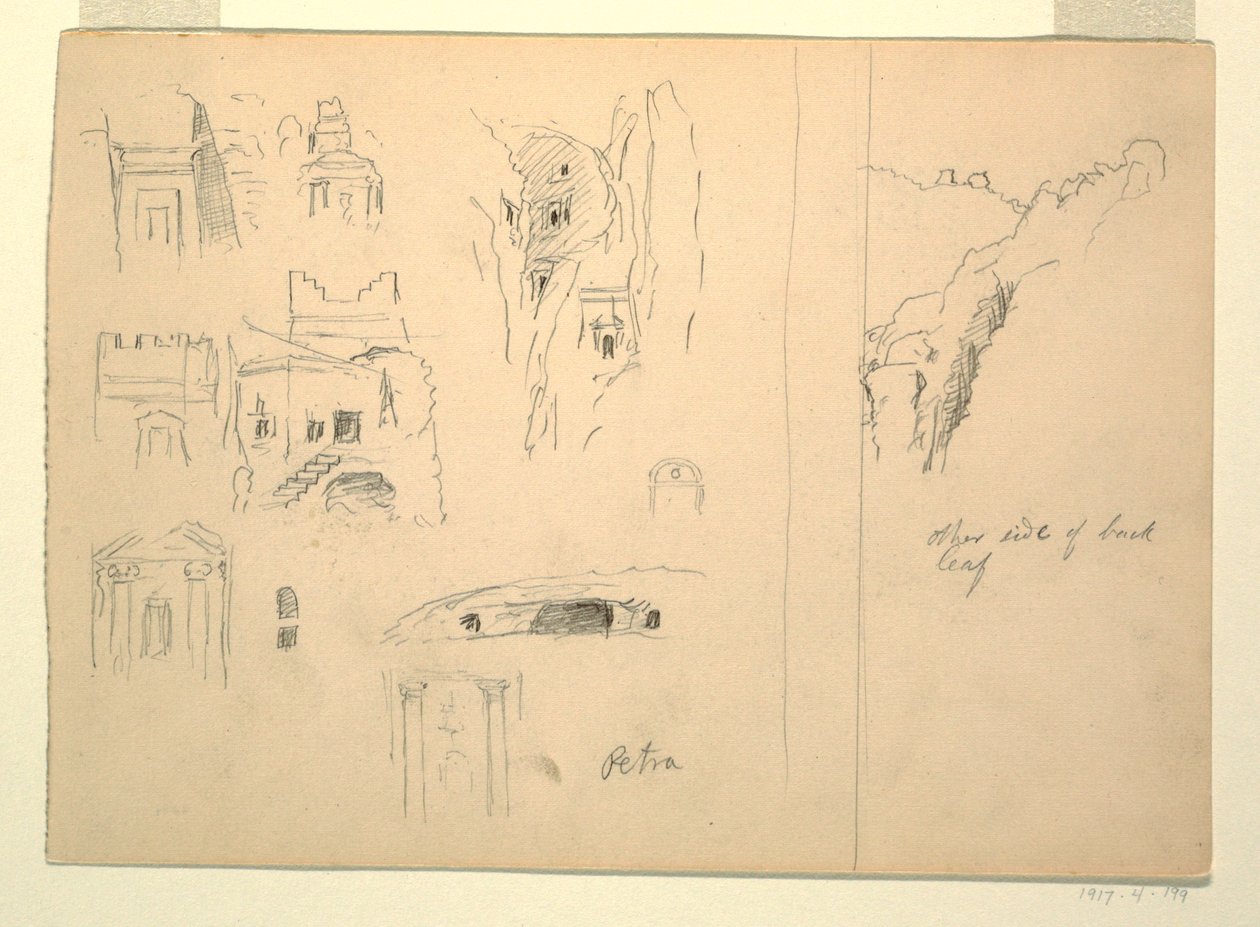 Dix études de tombes et une vue des rochers, Petra, Jordanie - Frederic Edwin Church