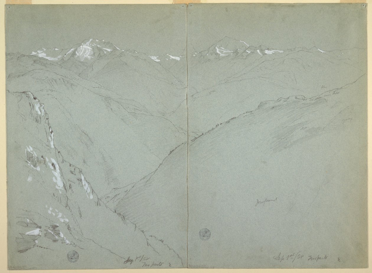 Paysage de vallée avec sommets enneigés, Alpes bernoises, Suisse, Partie 1 - Frederic Edwin Church