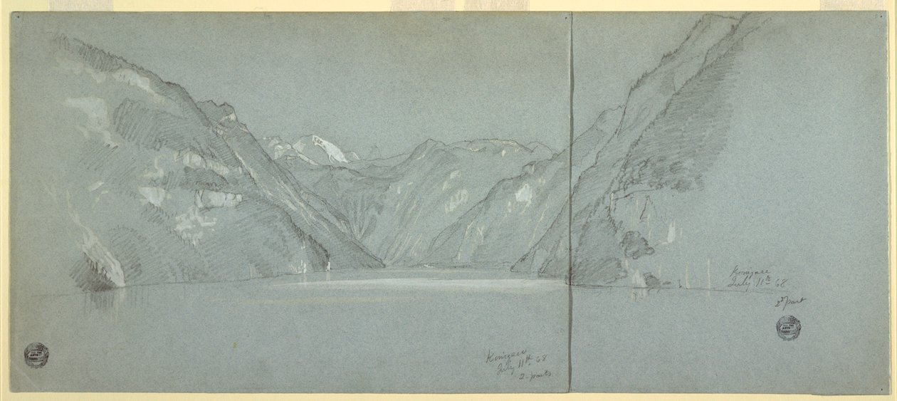 Vue du lac Königssee avec le Falkenstein, près de Berchtesgaden, Bavière, Allemagne, partie 2 - Frederic Edwin Church