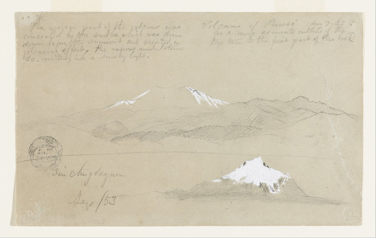 Vues du volcan Puracé, Colombie et du mont Sincholagua, Équateur - Frederic Edwin Church