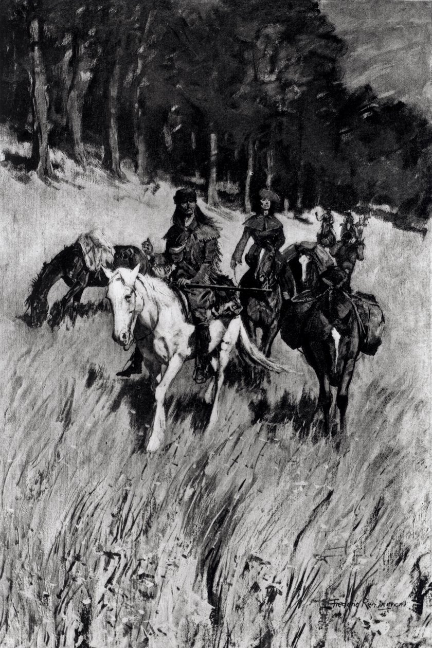 Les premiers pionniers sur la Blue Ridge, gravé par F. H. Wellington, de 