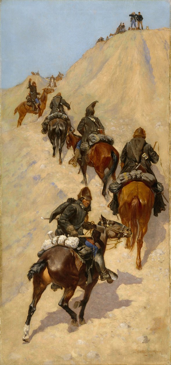 Les scouts escaladent une montagne - Frederic Remington