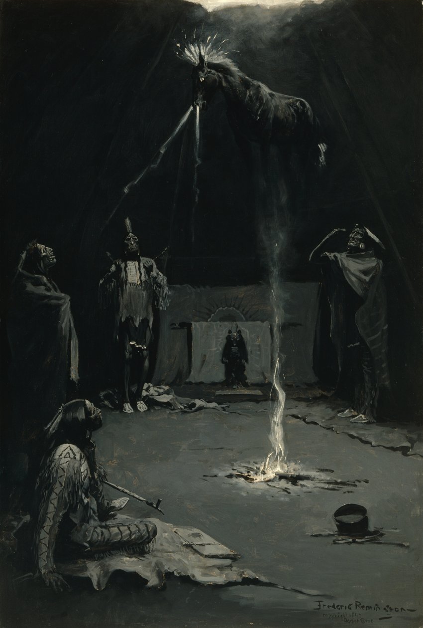 Le départ du cheval-médecine (Dieu du feu indien) 1897 - Frederic Remington