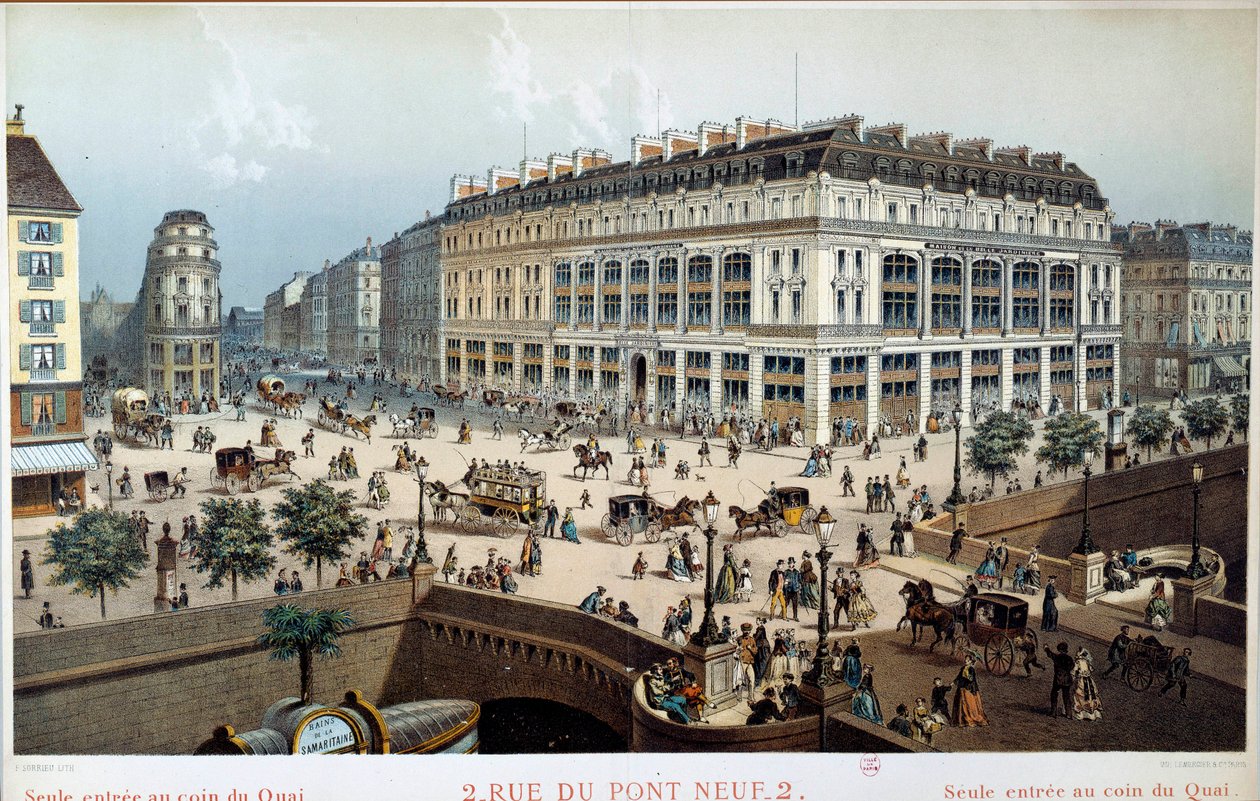 Vue extérieure de La Belle Jardinière, rue du Pont Neuf à Paris au XIXe siècle - Frederic Sorrieu