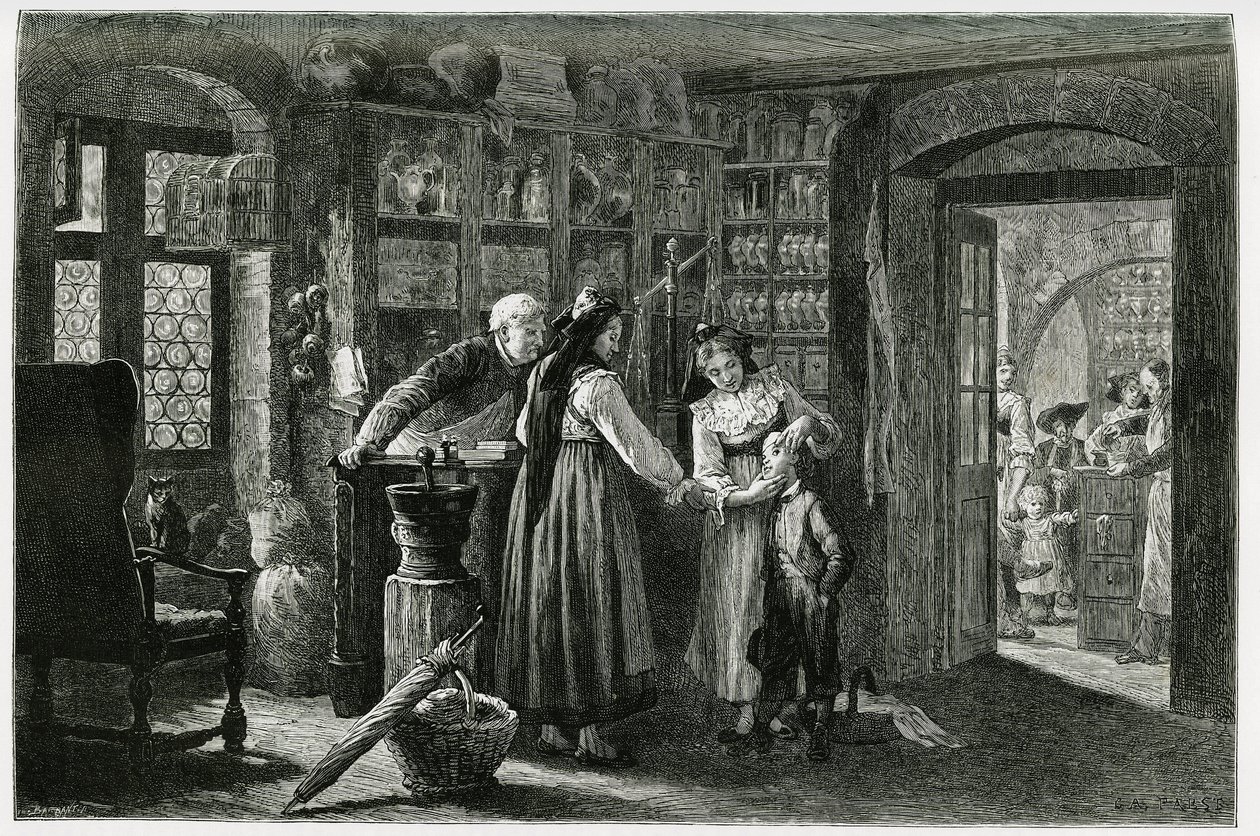 Chez le pharmacien du village de Kaysersberg, une consultation d