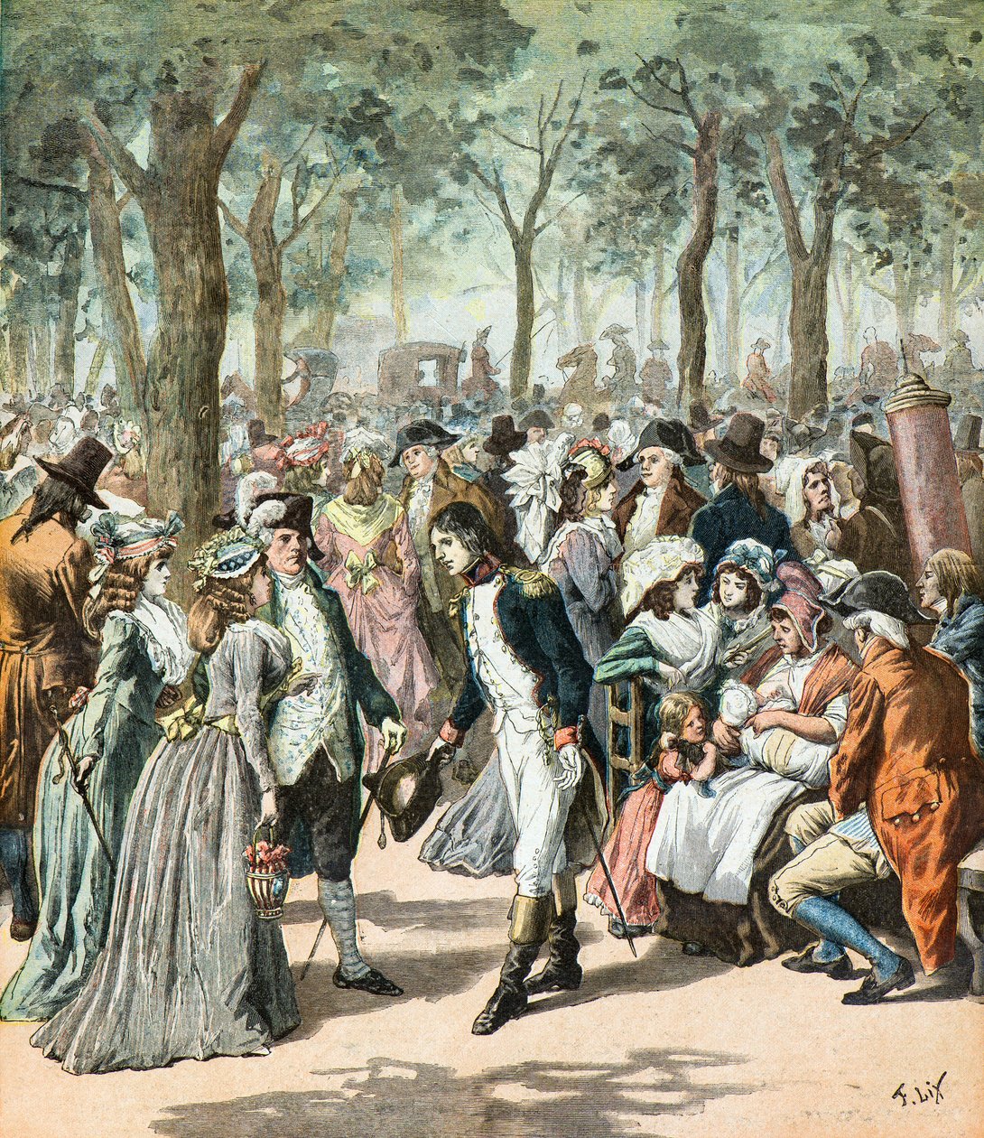 Bonaparte dans les jardins du palais royal - Frederic Theodore Lix