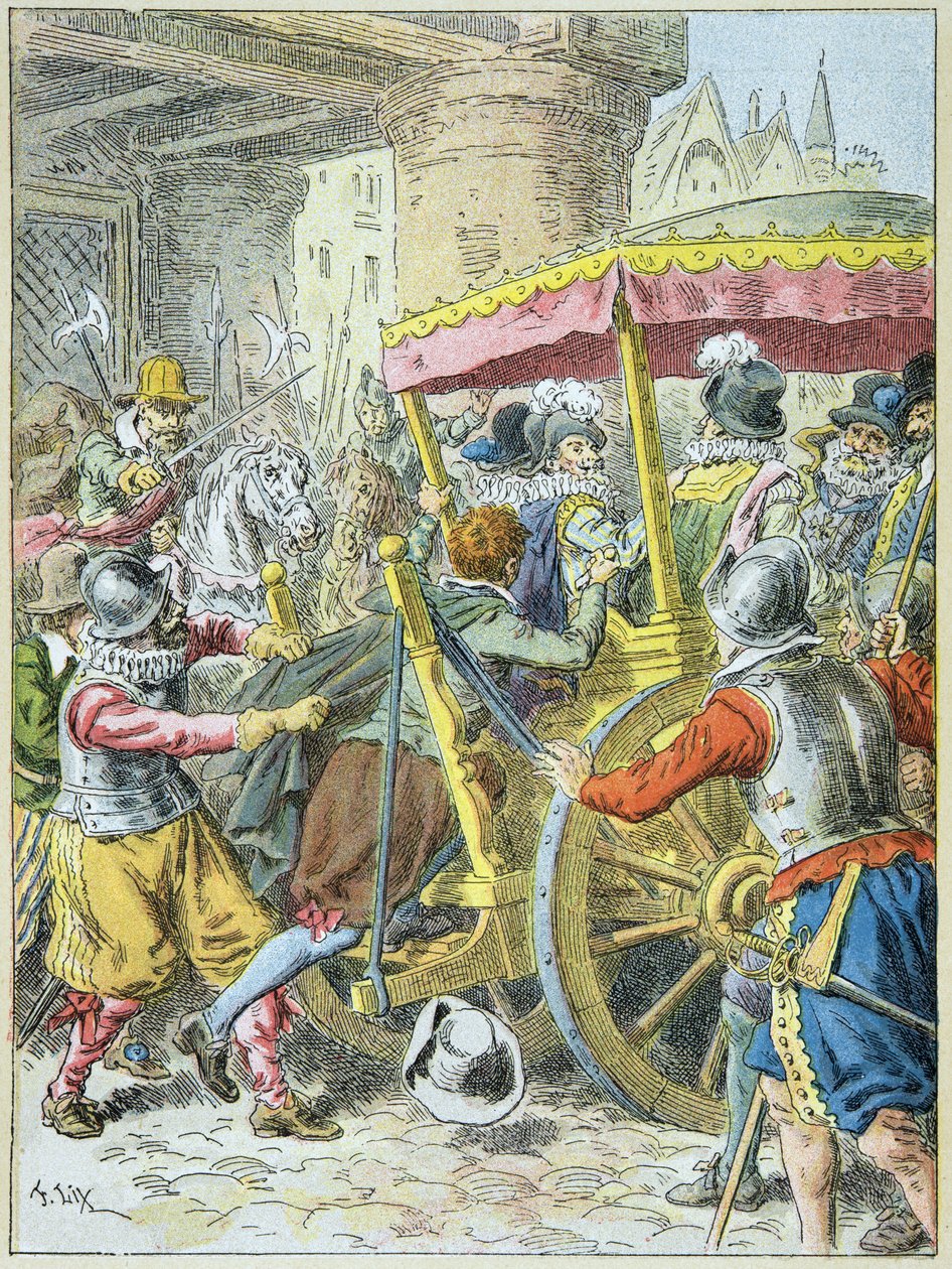 Assassinat du roi Henri IV par François Ravaillac dans la rue de la Ferronnerie à Paris, le 14 mai - Frederic Theodore Lix