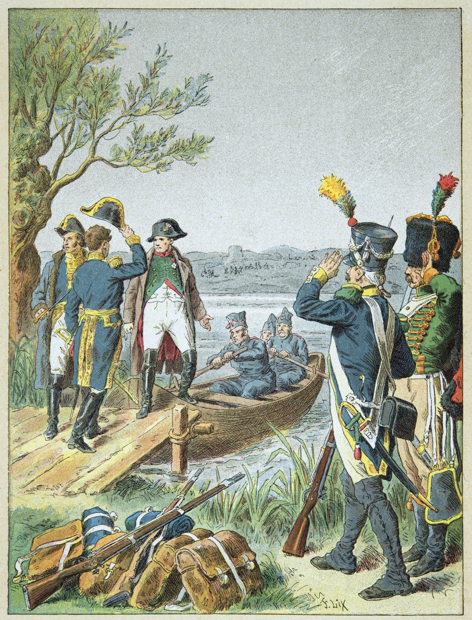 Napoléon Bonaparte et Masséna sur le de Lobau après la bataille d