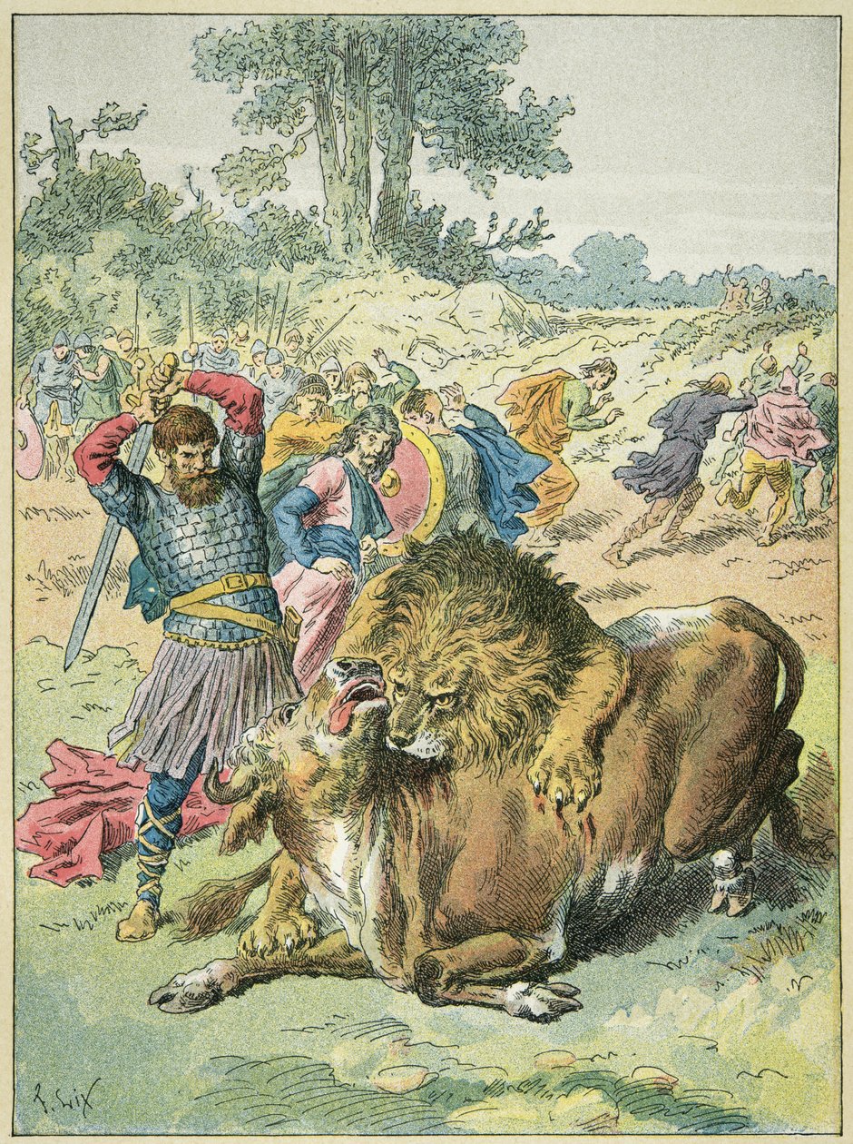 Pépin le Bref au Champ de Mars terrasse le lion - Frederic Theodore Lix