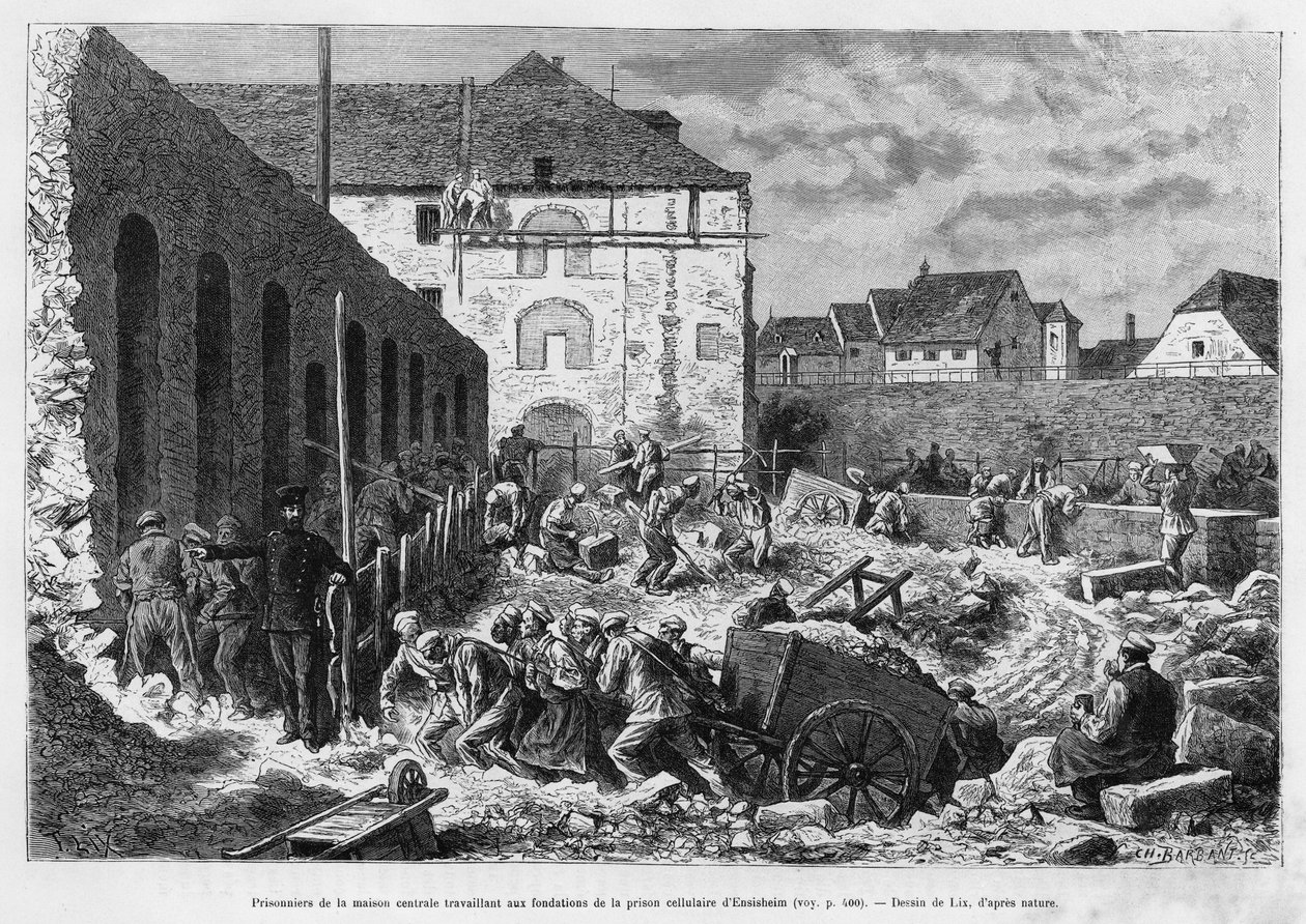 Prisonniers de la maison centrale travaillant aux fondations de la prison cellulaire d