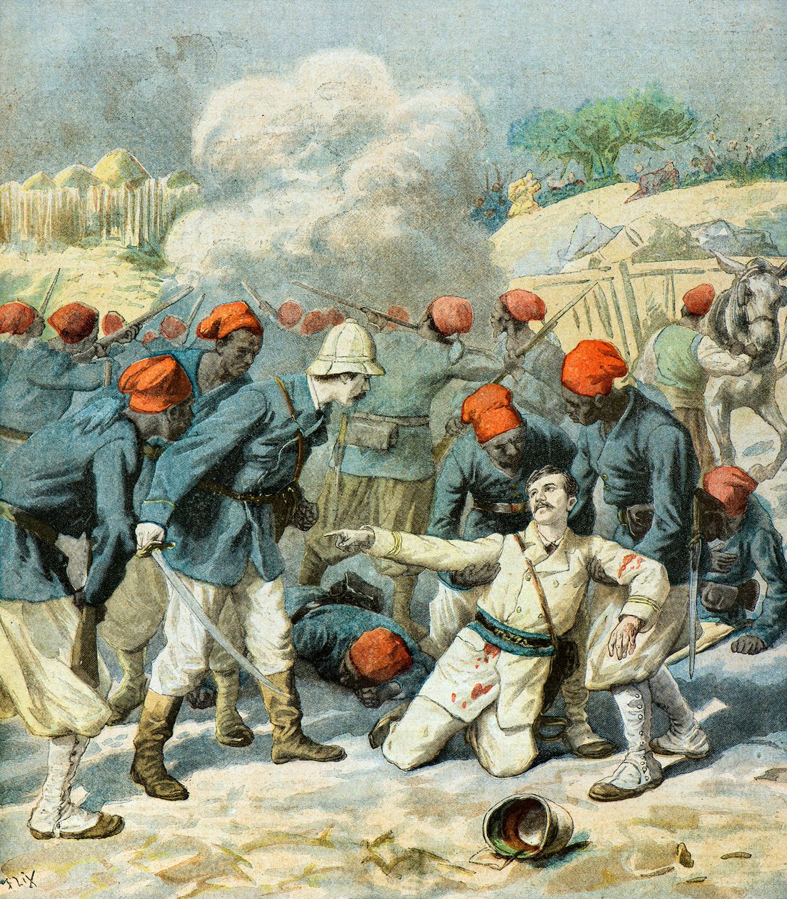 La mort du lieutenant Lecerf lors de la bataille de Napa - Frederic Theodore Lix