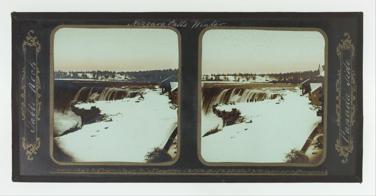 Hiver, chutes du Niagara, Table Rock, côté canadien - Frederic and William Langenheim