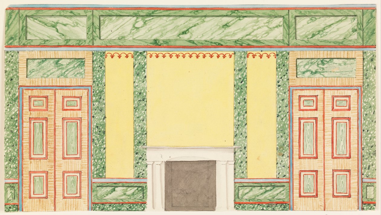 Élévation murale avec cheminée et deux portes - Frederick Crace