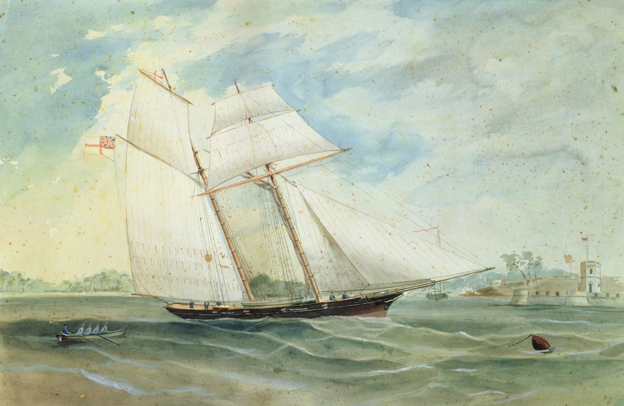 Farm Cove et Fort Macquarie, avec un voilier au premier plan, vers 1859-68 - Frederick Garling