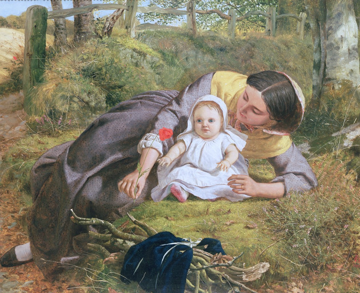 Mère et enfant avec un coquelicot - Frederick Richard Pickersgill