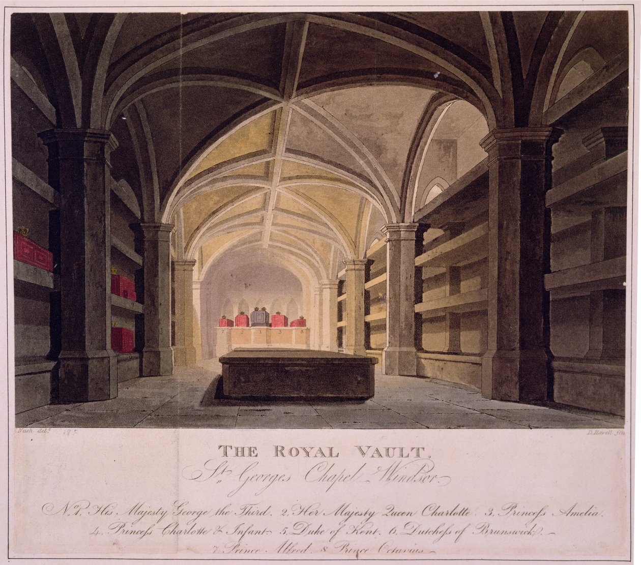 La Voûte Royale, Chapelle Saint-Georges, Windsor, gravée par Daniel Havell (1785-1826) - Frederick (after) Nash