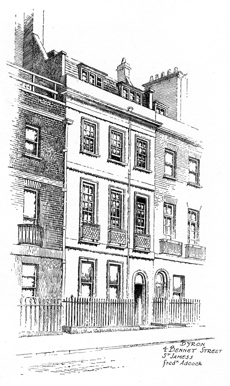 Maison de Lord Byron, 4 Bennet Street, St James, Londres, 1912