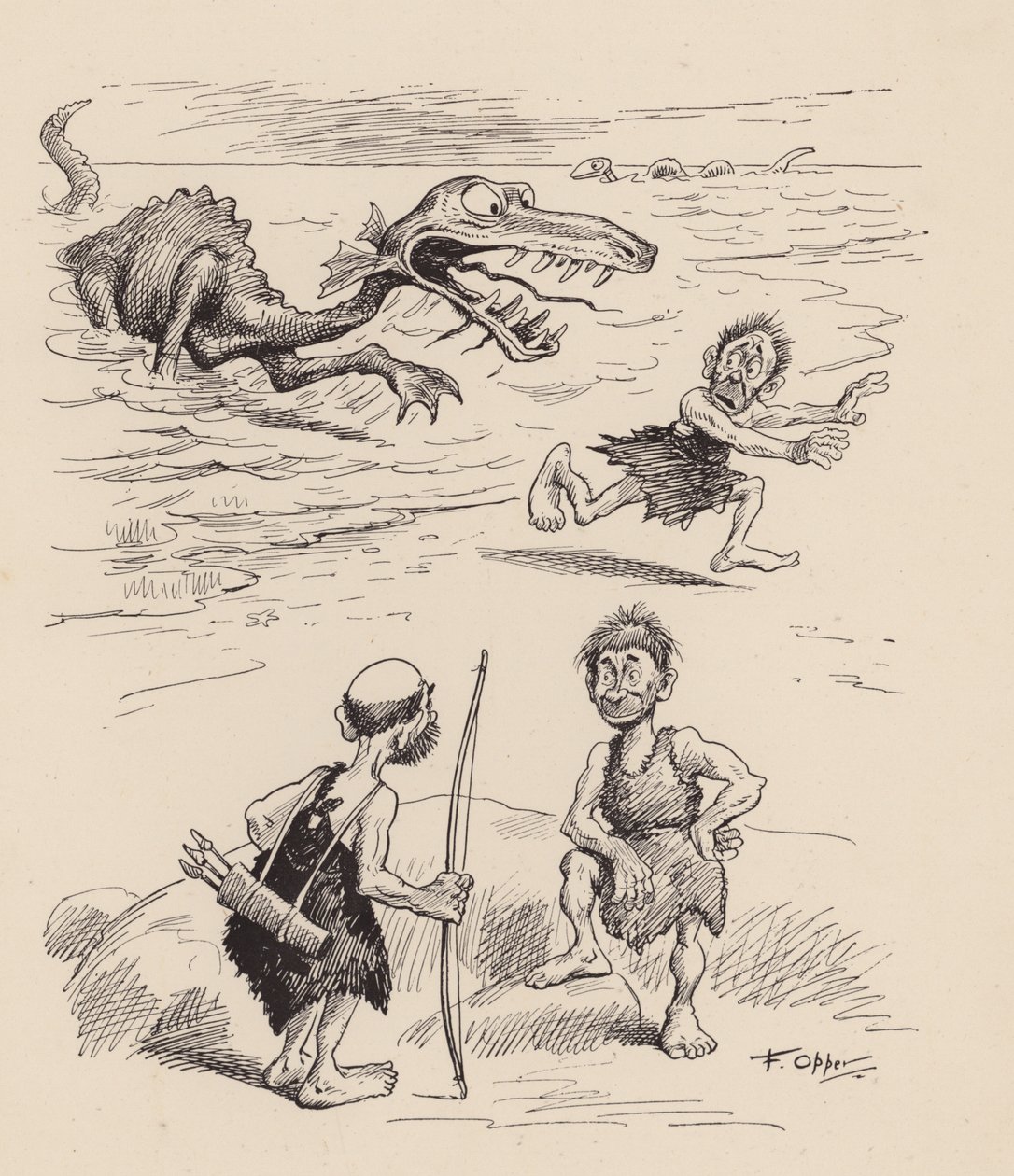 Nos ancêtres antédiluviens par F. Opper : Numéro dix-huit (litho) - Frederick Burr Opper