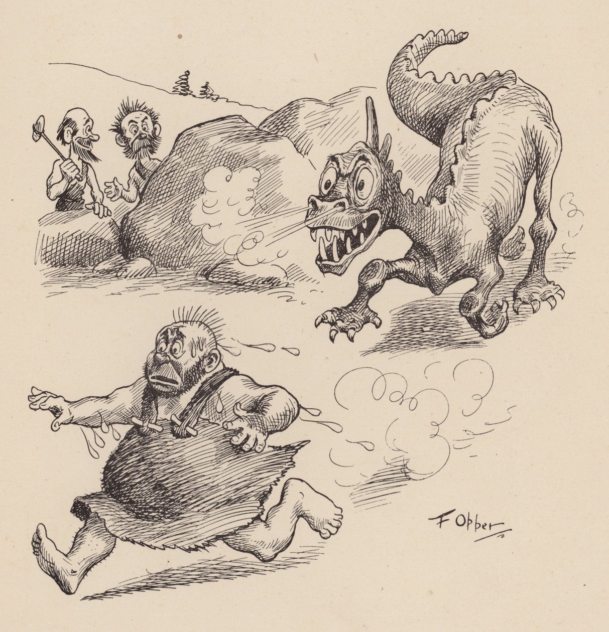 Nos ancêtres antédiluviens par F Opper : Numéro cinq (litho) - Frederick Burr Opper