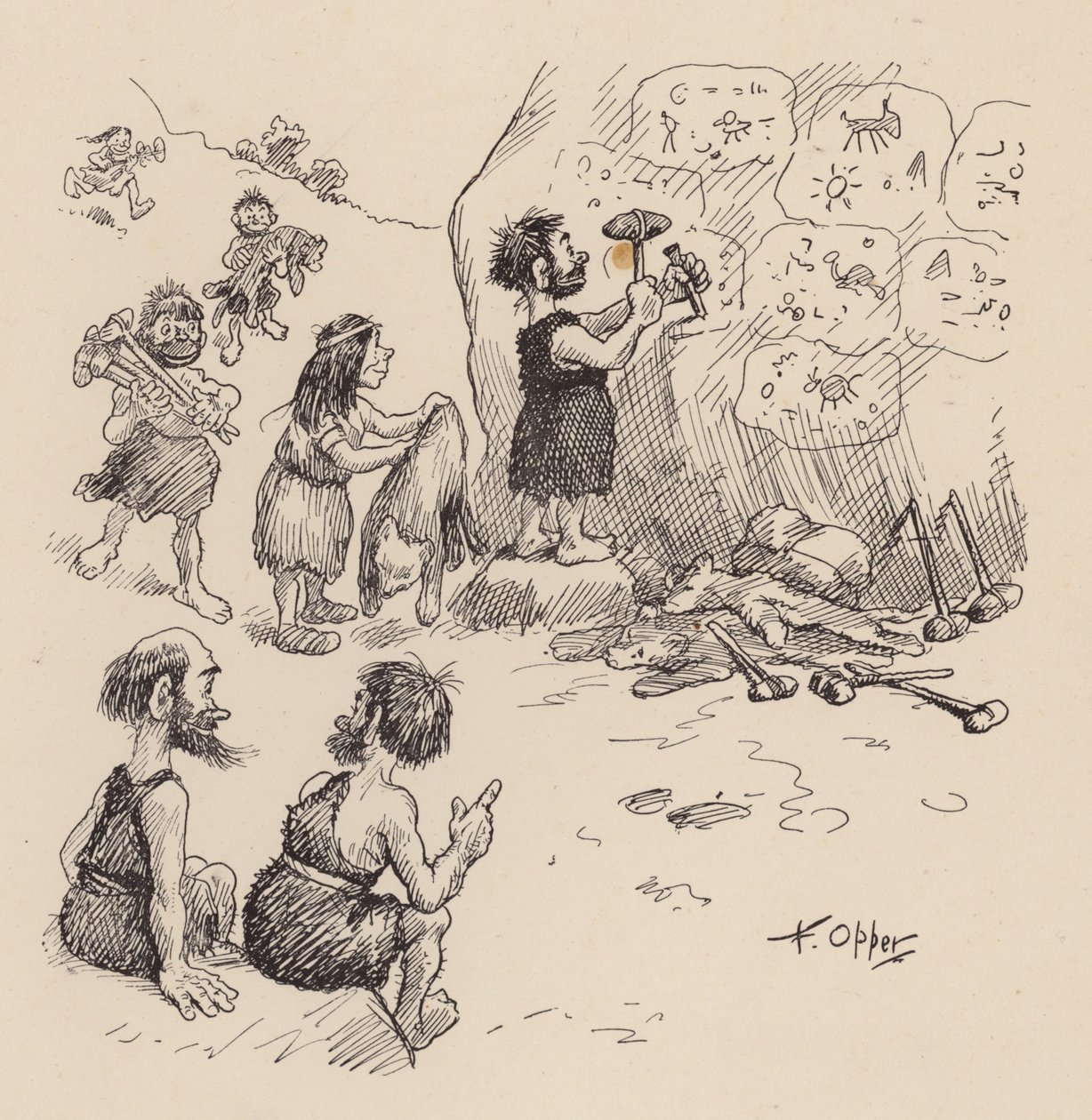 Nos ancêtres antédiluviens par F Opper : Numéro six (litho) - Frederick Burr Opper