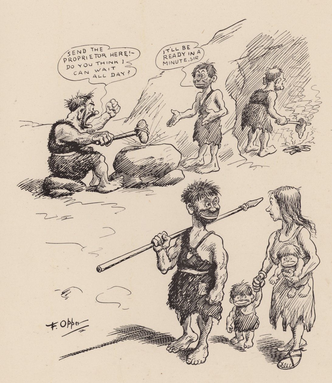 Nos ancêtres antédiluviens par F Opper : Numéro treize (litho) - Frederick Burr Opper