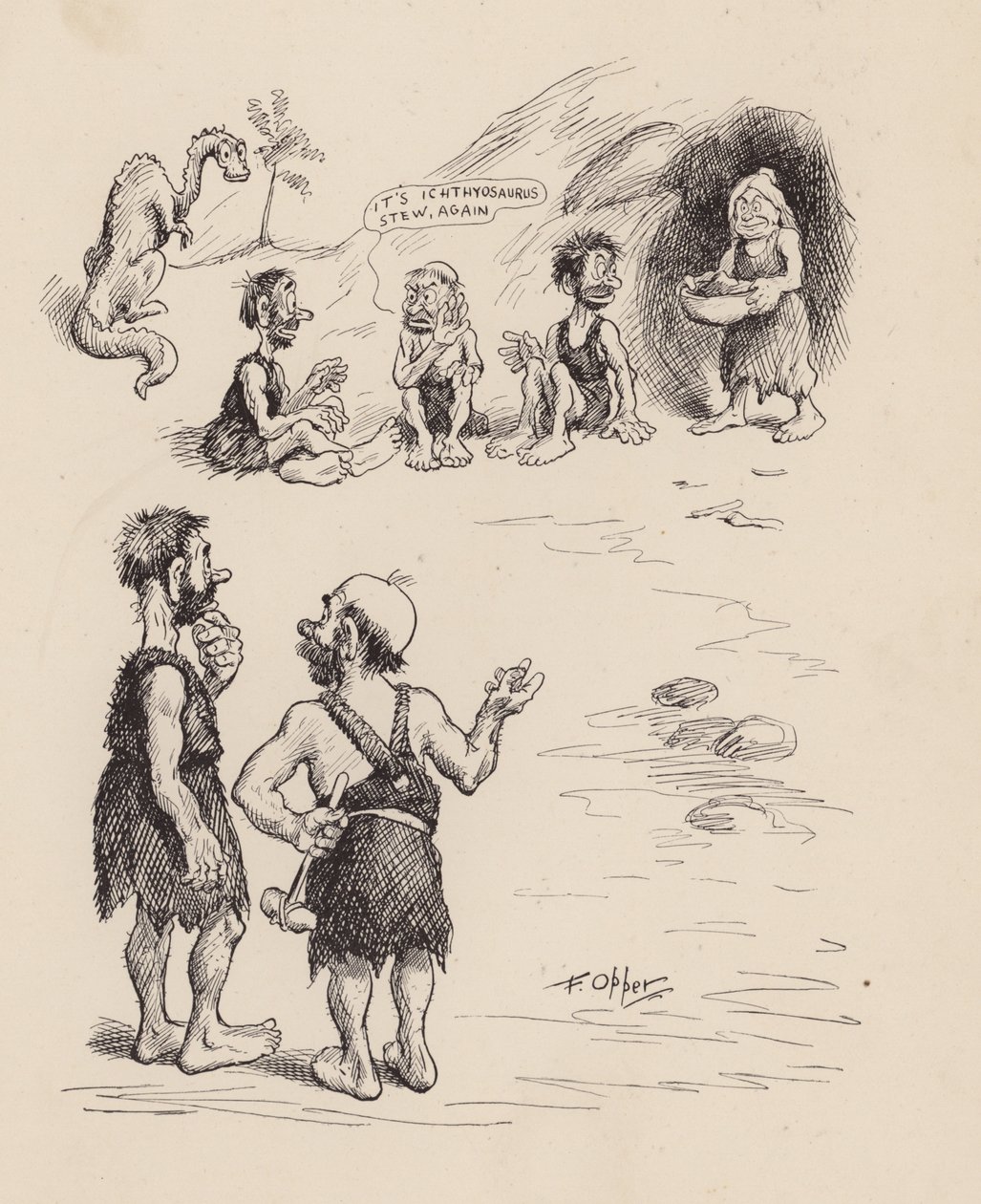 Nos ancêtres antédiluviens par F Opper : Numéro trois (litho) - Frederick Burr Opper