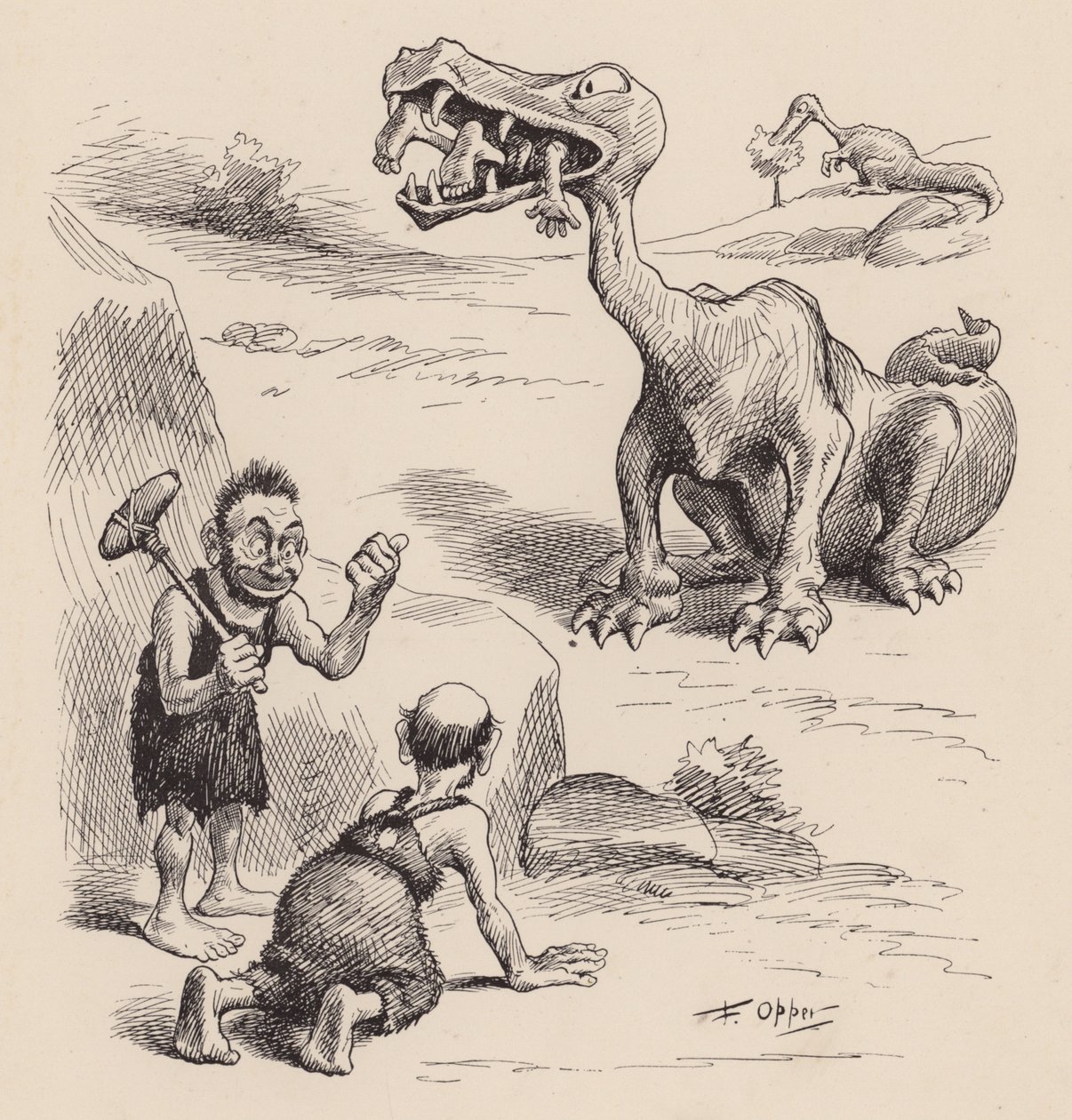 Nos ancêtres antédiluviens par F Opper : Numéro douze (litho) - Frederick Burr Opper